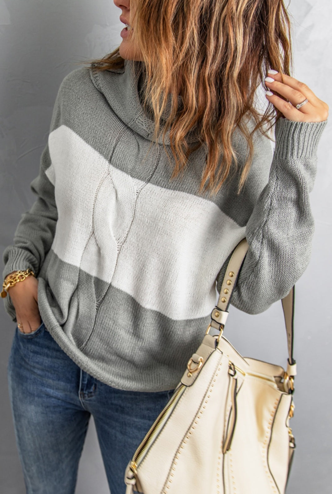 Gray and White Women's Sweater