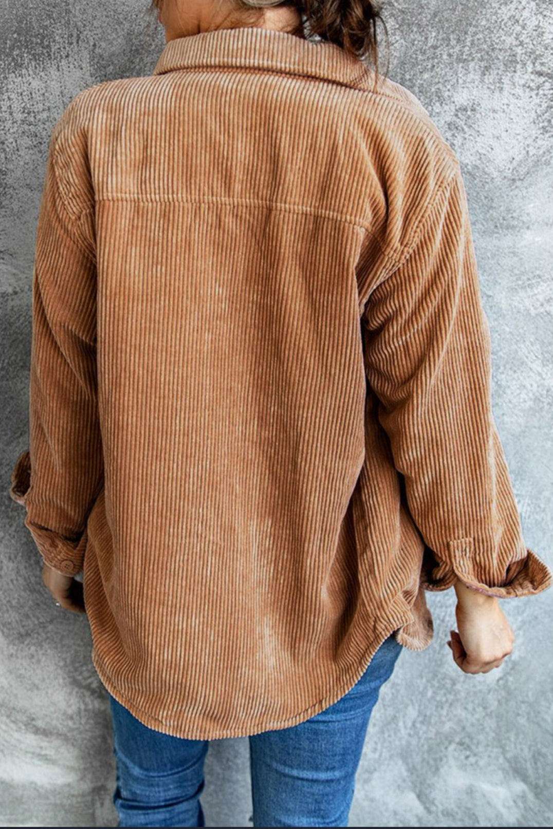 Tan Corduroy Button-Up Jacket