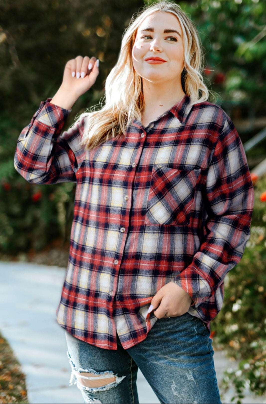 Plaid Button-Up Shirt