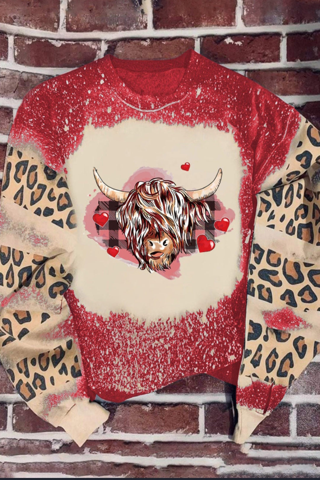 Red and Cream Bull Graphic Sweatshirt