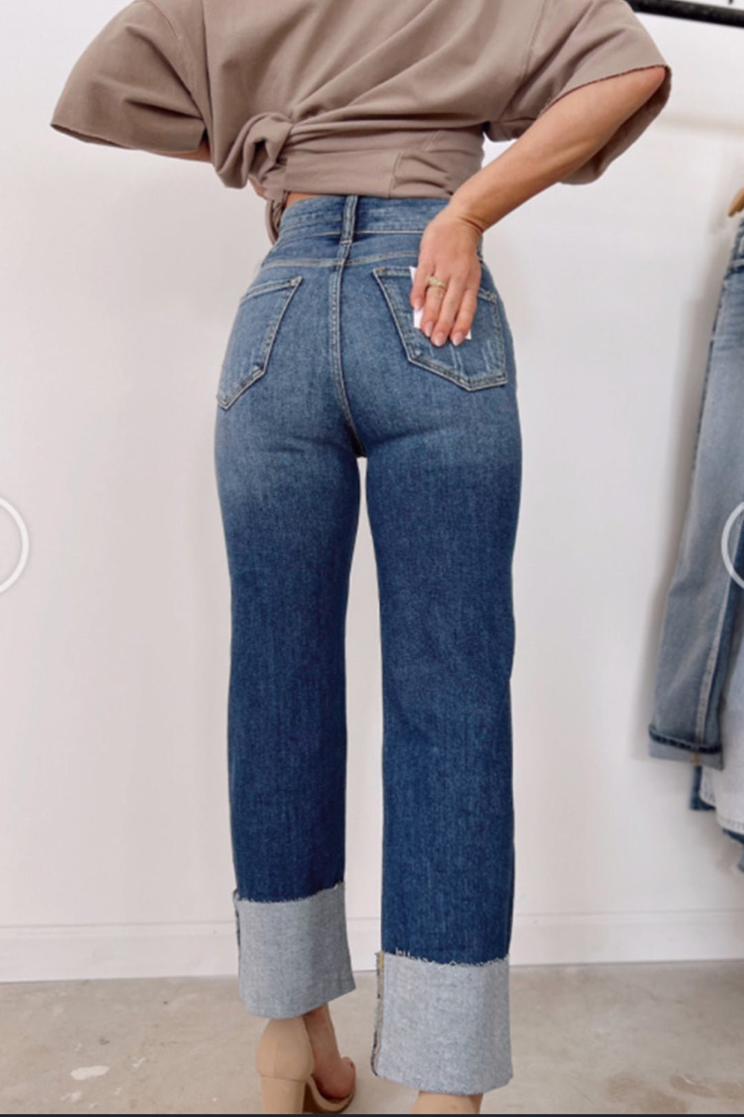 Cuffed Hem Blue Jeans