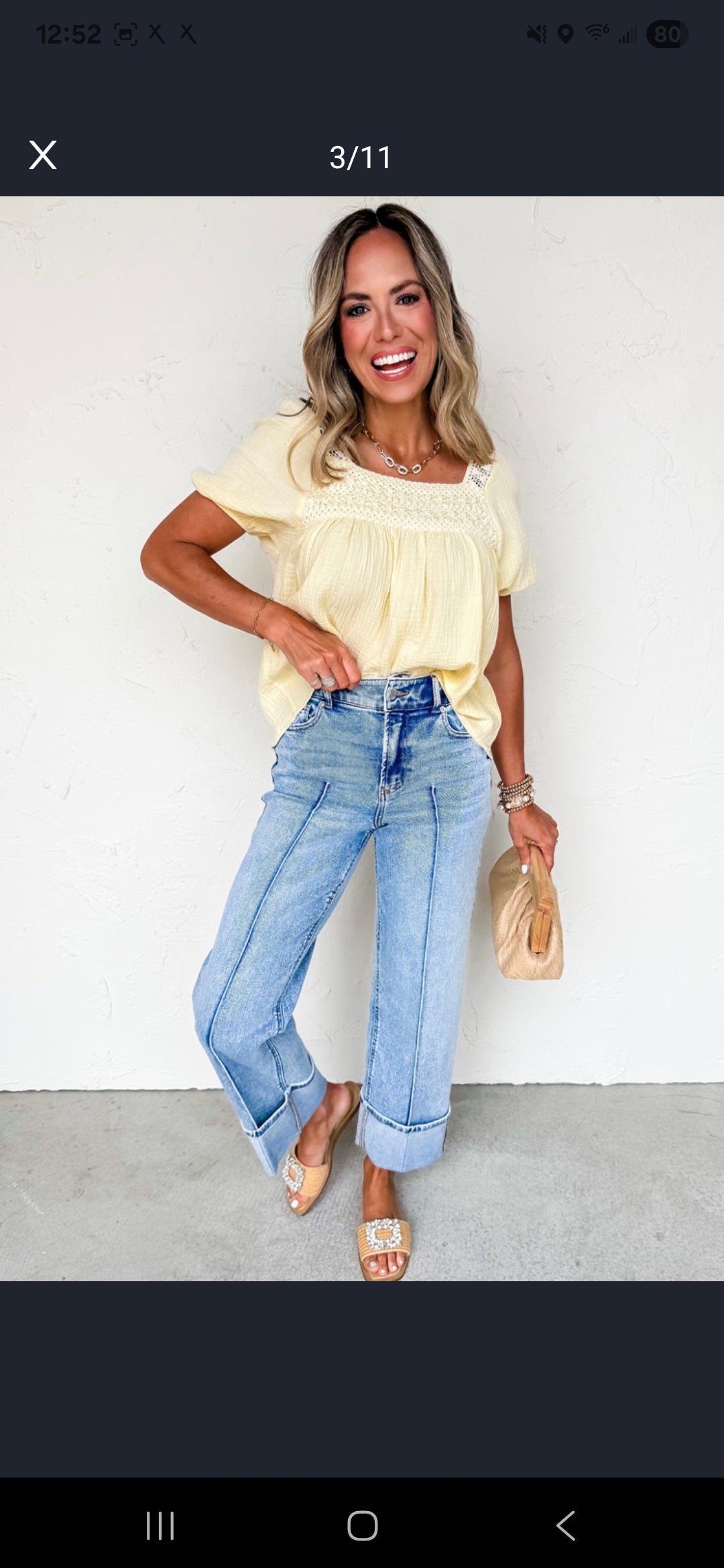 Cuffed Hem High Waist Jeans