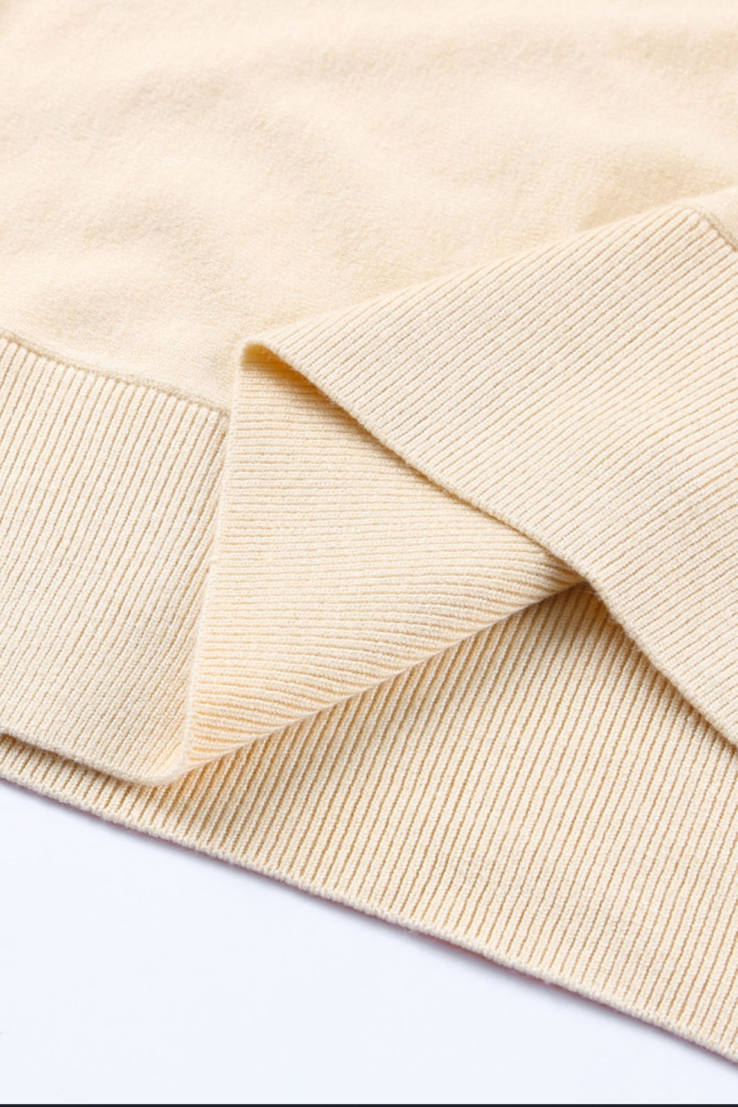 Chic Tan and White V-Pattern Top