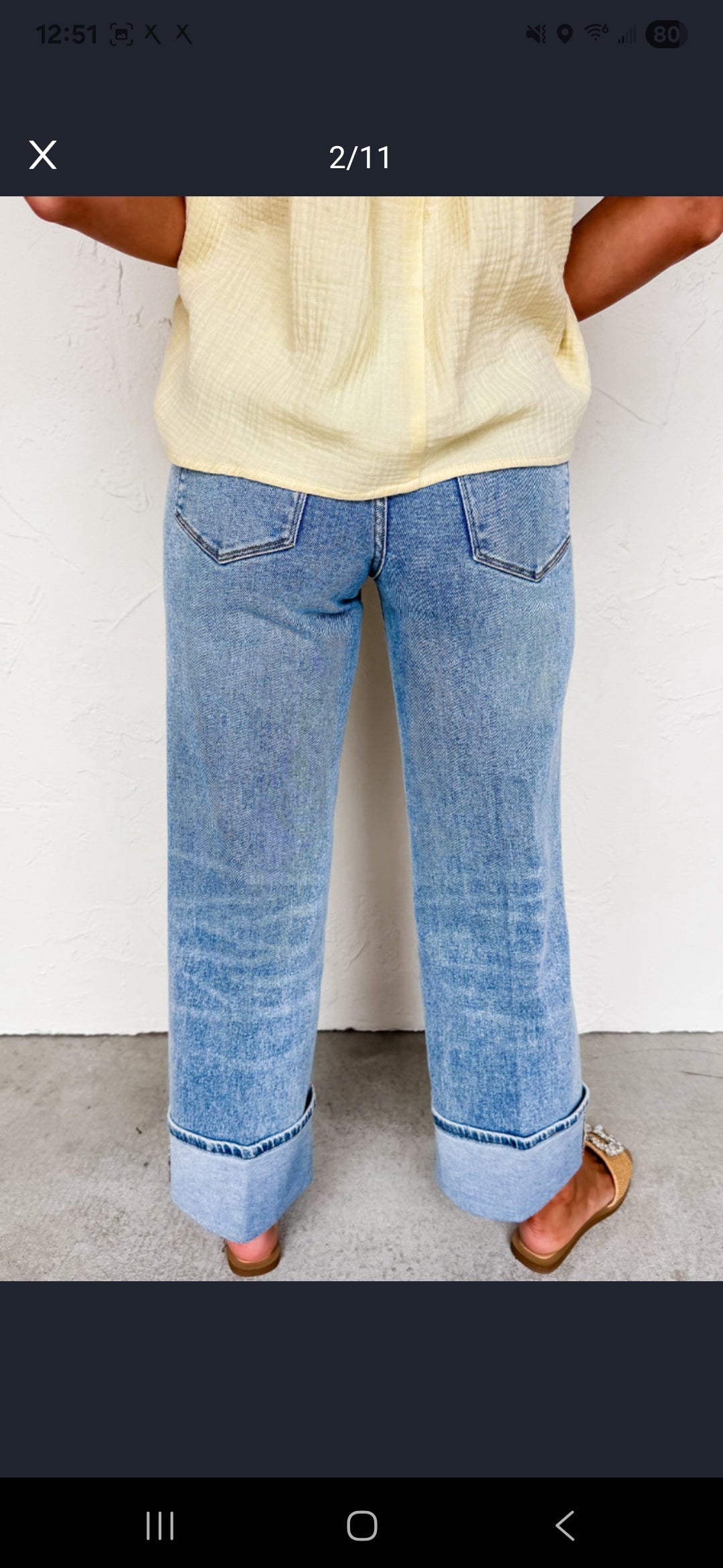 Cuffed Hem High Waist Jeans