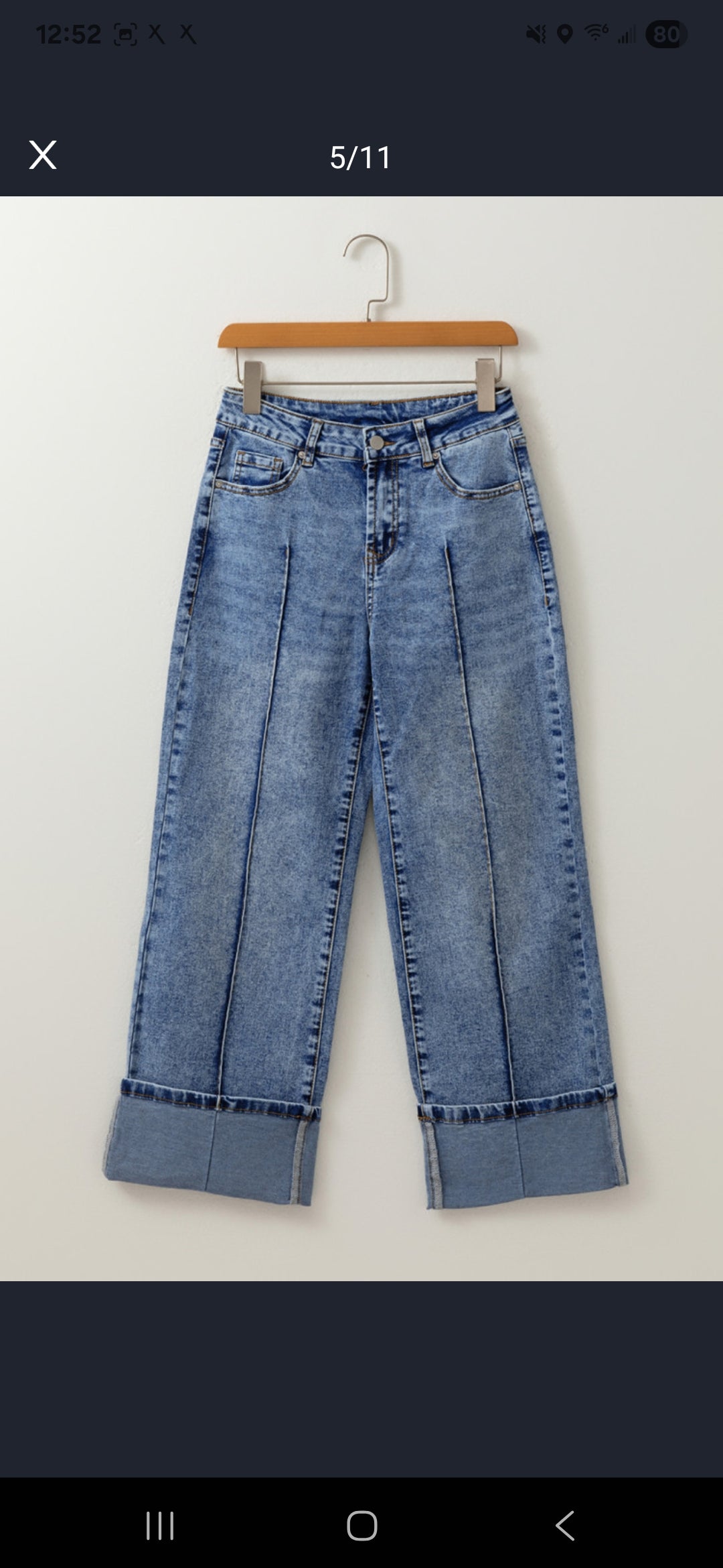 Cuffed Hem High Waist Jeans