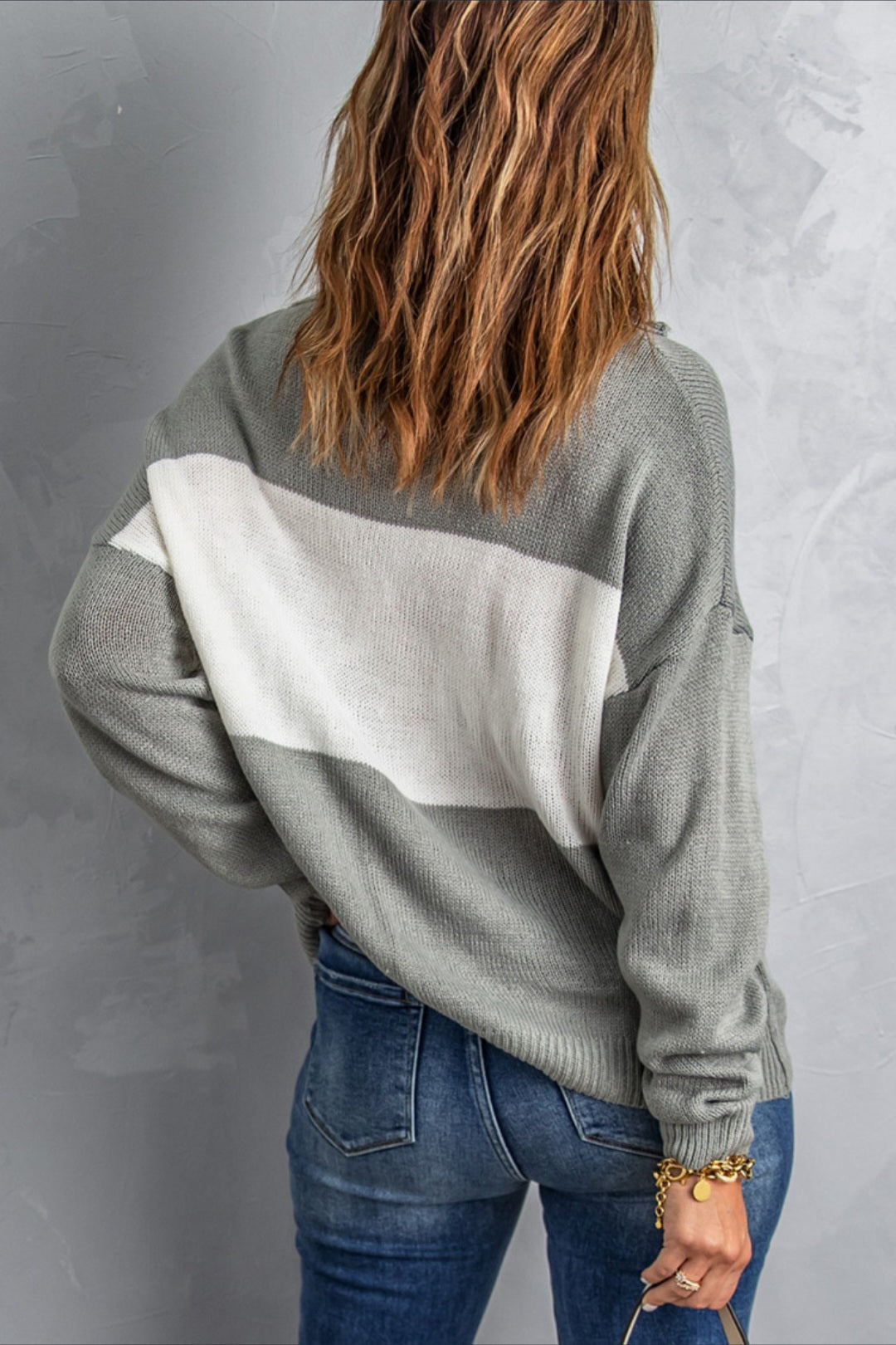 Gray and White Women's Sweater