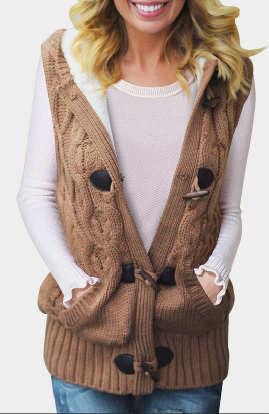 Cozy Brown Cable Knit Sweater Vest