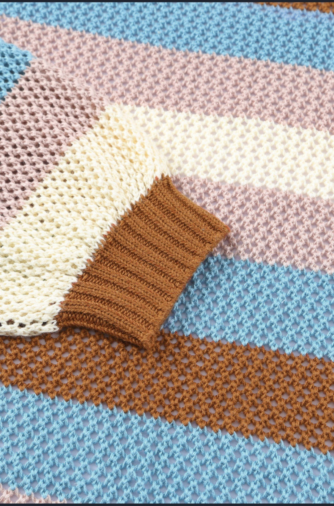 Striped Blue and Brown Women's Sweater